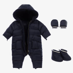 Tartine et Chocolat-Navy Blue Reversible Baby Snowsuit | Childrensalon