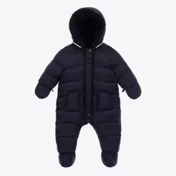 Tartine et Chocolat-Navy Blue Reversible Baby Snowsuit | Childrensalon