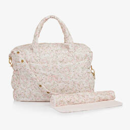 Розовая пеленальная сумка в цветочек (41см)