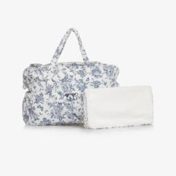 Tartine et Chocolat-Ivory & Blue Toile De Jouy Cotton Babygrow | Childrensalon