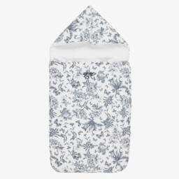 Tartine et Chocolat-Ivory & Blue Toile De Jouy Cotton Babygrow | Childrensalon