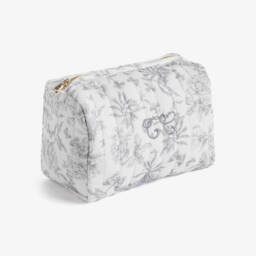 White & Grey Toile De Jouy Wash Bag (24cm)