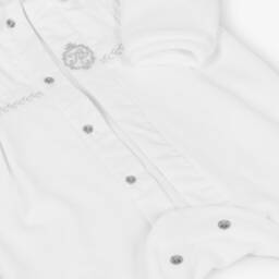 Tartine et Chocolat-White Velour Embroidered Babygrow | Childrensalon