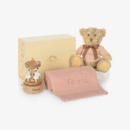 The Baby Gifting Company-Girls Pink Musical Carousel Personalised Hamper | Childrensalon
