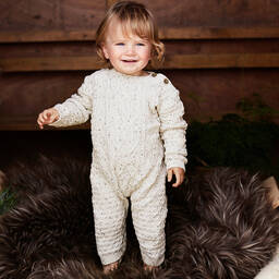 The Little Tailor-Бежевый вязаный ромпер и шапка | Childrensalon