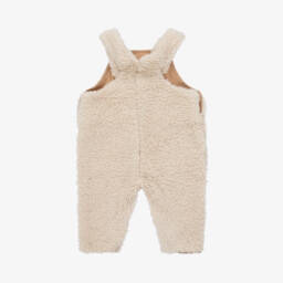 The Little Tailor-Ivory Sherpa Fleece Baby Dungarees | Childrensalon