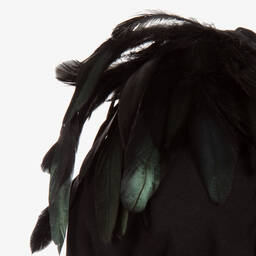 The Tiny Universe-فستان قطن عضوي جيرسي مزين بريش لون أسود | Childrensalon