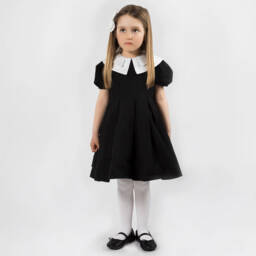 The Tiny Universe-Girls Black Cotton Dress | Childrensalon