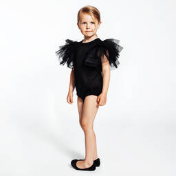 The Tiny Universe-بادي قطن عضوي جيرسي لون أسود للبنات | Childrensalon