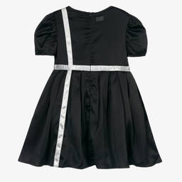The Tiny Universe-Girls Black Satin Dress | Childrensalon