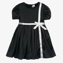 The Tiny Universe-Girls Black Satin Dress | Childrensalon