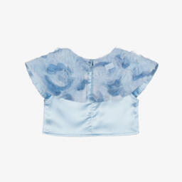 The Tiny Universe-Girls Blue Tulle Collar Blouse | Childrensalon