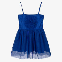 The Tiny Universe-Girls Blue Tulle Flower Dress | Childrensalon