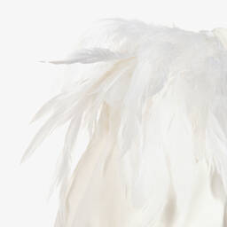 The Tiny Universe-فستان قطن عضوي جيرسي مزين بريش لون أبيض | Childrensalon