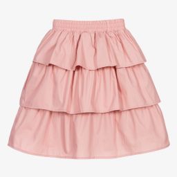 The Tiny Universe-Pink Ruffled Cotton Skirt | Childrensalon