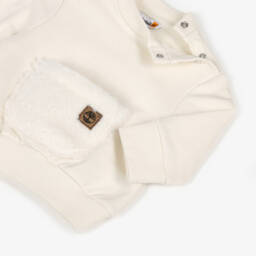 Timberland-Baby Boys Ivory Faux Fur Pocket Cotton Sweatshirt | Childrensalon