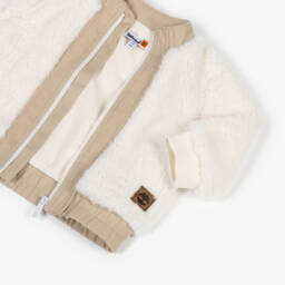 Timberland-Baby Boys Ivory Teddy Fleece Zip-Up Top | Childrensalon