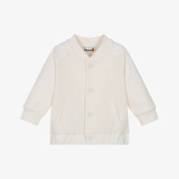 Baby Boys Ivory Waffle Jersey Cardigan