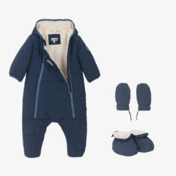 Timberland-Baby Boys Navy Blue Padded Snowsuit | Childrensalon