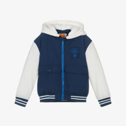 Timberland-Boys Blue Colourblock Hooded Jacket | Childrensalon