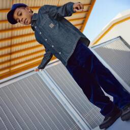 Timberland-Boys Blue Cotton Chambray Shirt with Pocket | Childrensalon