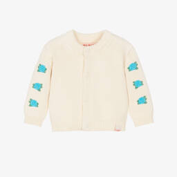 Baby Girls Ivory Embroidered Floral Cotton Knit Cardigan