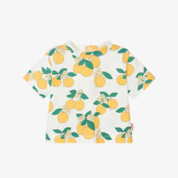 Baby Girls White Cotton Orange Print T-Shirt