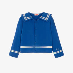 Girls Blue Cotton Knit Sailor Cardigan