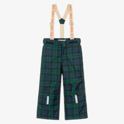 Girls Green & Blue Tartan Check Ski Pants