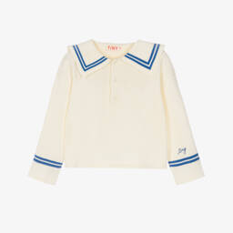 Girls Ivory Cotton Sailor Top