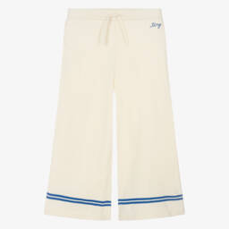 Girls Ivory Knitted Cotton Drawstring Trousers