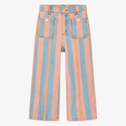 Girls Pink & Blue Striped Denim Jeans