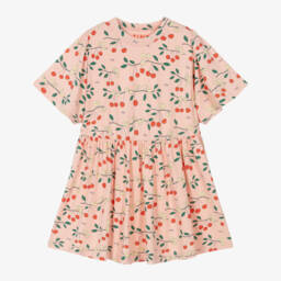Tinycottons-Girls Pink Cherry Print Organic Cotton Jersey Dress | Childrensalon