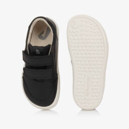 Tip Toey Joey-Black Leather Velcro Trainers | Childrensalon