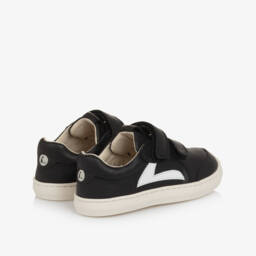 Tip Toey Joey-Black Leather Velcro Trainers | Childrensalon