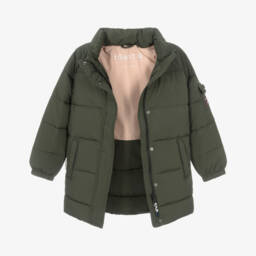 Töastie-Пуховик парка зелёный с отстёгивающимся капюшоном для мальчиков | Childrensalon
