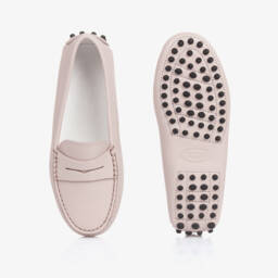 Tod's-Beige Leather Moccasin Shoes | Childrensalon