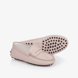 Tod's-Beige Leather Moccasin Shoes | Childrensalon
