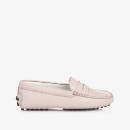 Tod's-Beige Leather Moccasin Shoes | Childrensalon