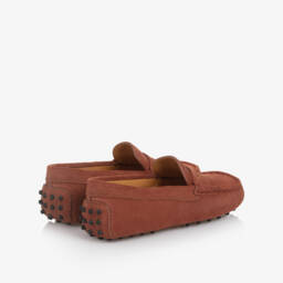 Tod's-Brown Suede Gommino Moccasins | Childrensalon