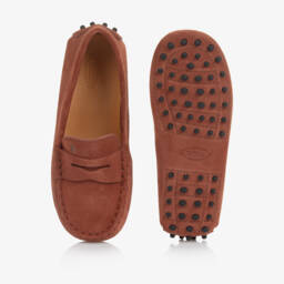 Tod's-Brown Suede Gommino Moccasins | Childrensalon