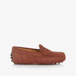 Tod's-Brown Suede Gommino Moccasins | Childrensalon