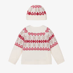 Tommy Hilfiger-Baby Girls Ivory & Pink Cardigan & Hat Gift Set | Childrensalon
