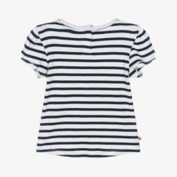 Tommy Hilfiger-Baby Girls Navy Blue Stripe Cotton Ribbed T-Shirt | Childrensalon
