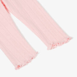 Tommy Hilfiger-Baby Girls Pink Cotton Pointelle Leggings | Childrensalon