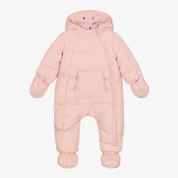 Tommy Hilfiger-Baby Girls Pink Hooded Snowsuit | Childrensalon
