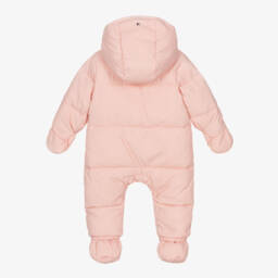 Tommy Hilfiger-Baby Girls Pink Hooded Snowsuit | Childrensalon