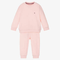 Tommy Hilfiger-Baby Girls Pink Organic Cotton Tracksuit | Childrensalon