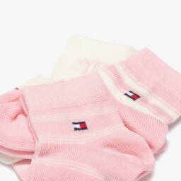 Tommy Hilfiger-Baby Girls Pink Striped Cotton Socks (3 Pack) | Childrensalon