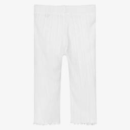 Tommy Hilfiger-Baby Girls White Cotton Pointelle Leggings | Childrensalon